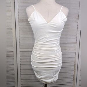 TIGER MIST Kalli Bodycon Mini Dress Strappy Cutout Back White-Small